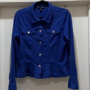 Ladies Baccini royal blue peplum style jacket with silver snaps size Medium